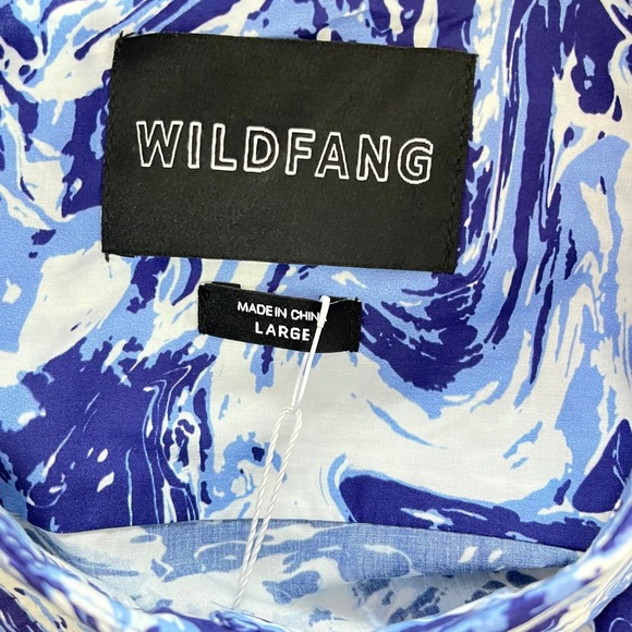 Wildfang The Essential Short Sleeve Button Up In Blue‎ Swirl Size Large NEW - Picture 3 of 4